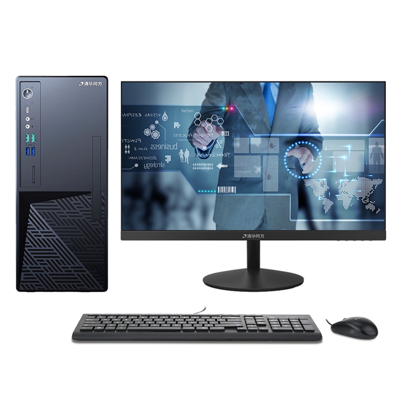 清華同方（THTF）臺式電腦/超越E500-11180 Intel酷睿 I3-9100(3.6GHz 6M 65W)/ 4G DDR4/1T硬盤/集卡/DVDRW/清華同方OPENTHOS/21.5顯示器/三年保修